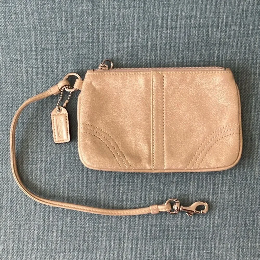 Metallic Coach Wristlet Clutch Purse